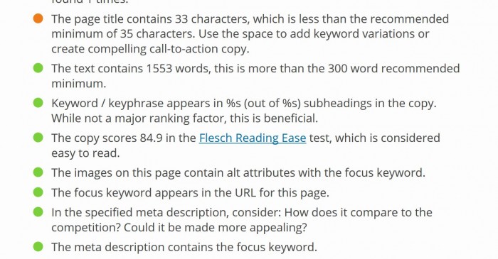 Yoast SEO Traffic Lights