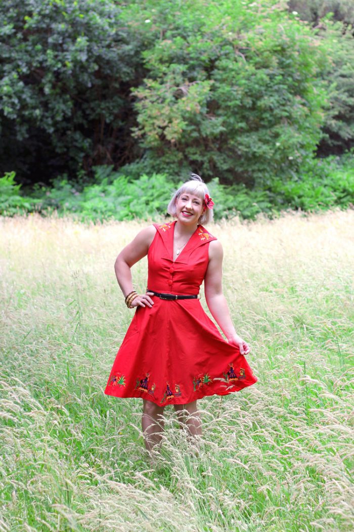 Red Embroidered Summer Dress