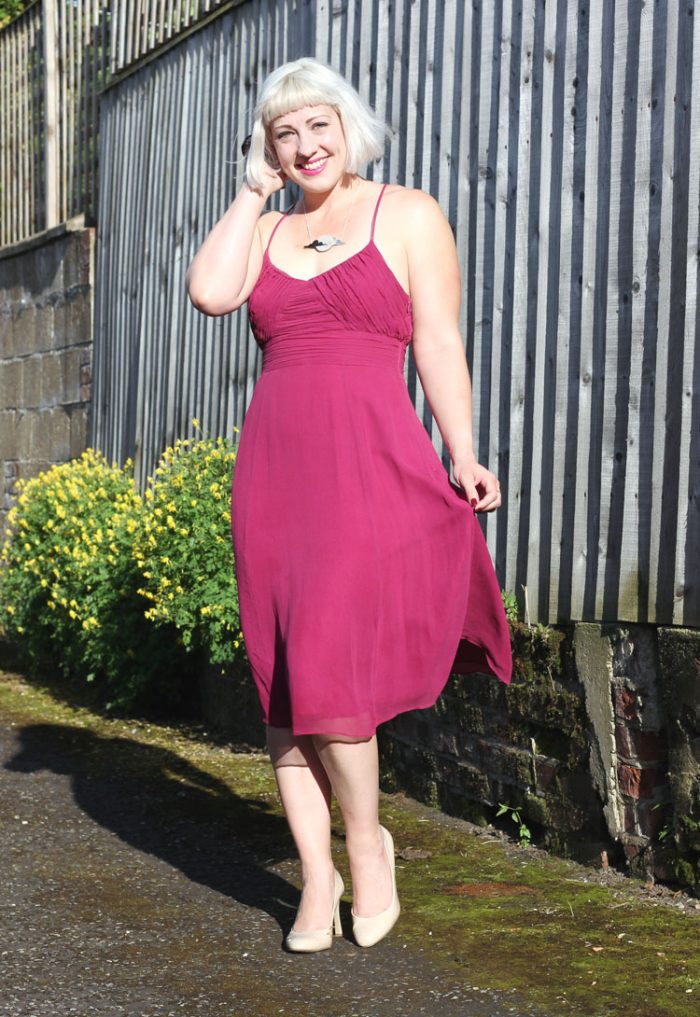 Silk Chiffon Sun Dress with pleated bodice