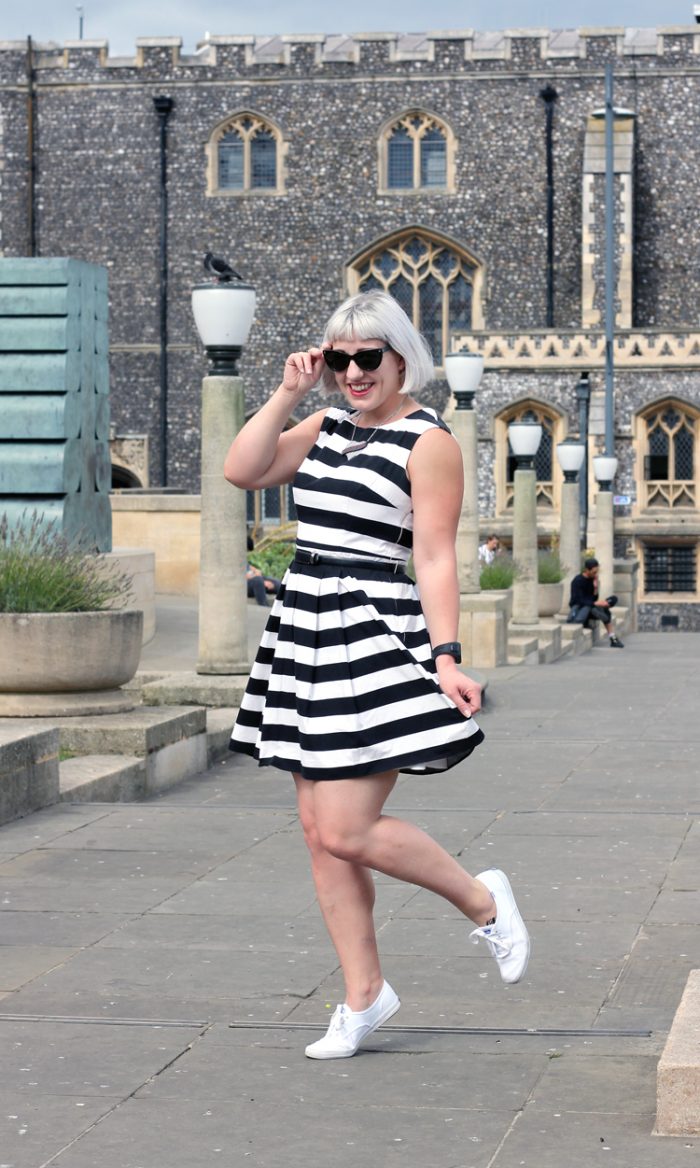 Monochrome stripe skater dress