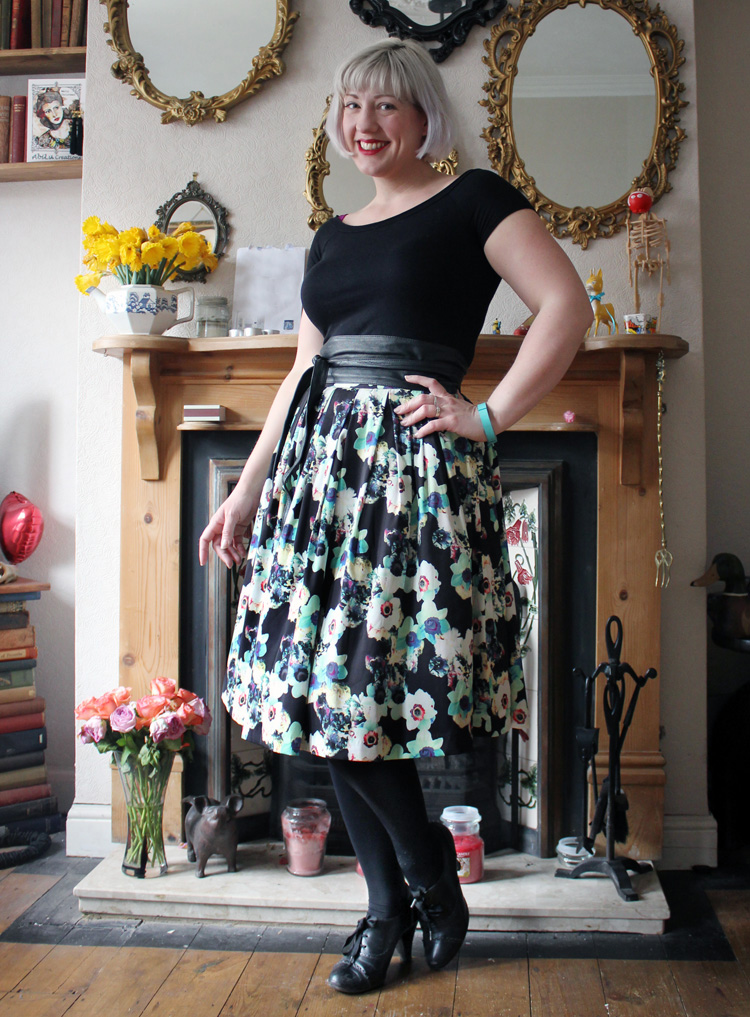 Green Floral Skirt