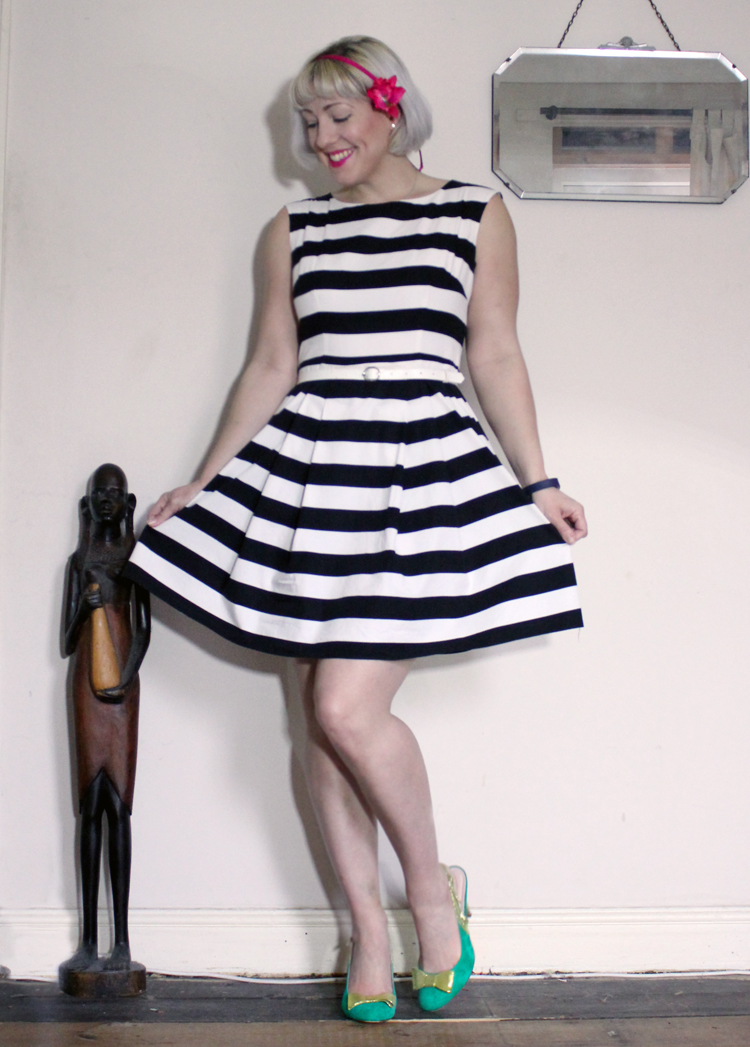 shoes to wear with black and white striped dress