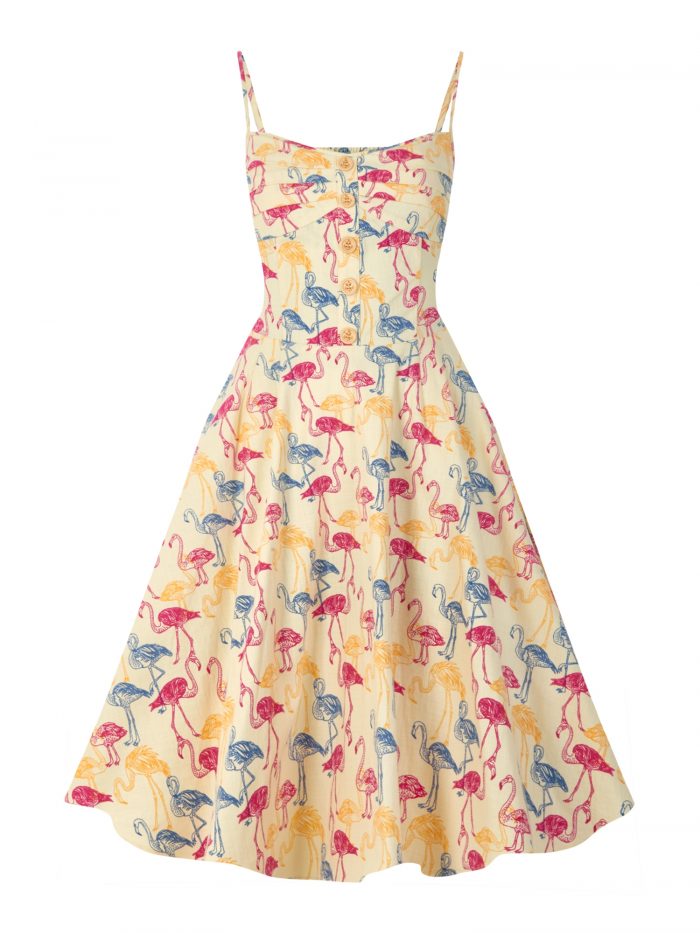 Flamingo Print Novelty Print Dress