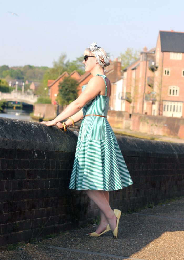 Striped vintage style 1940s sun dress