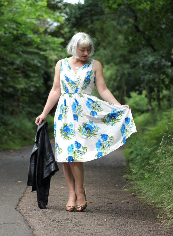Blue and white floral summer dress