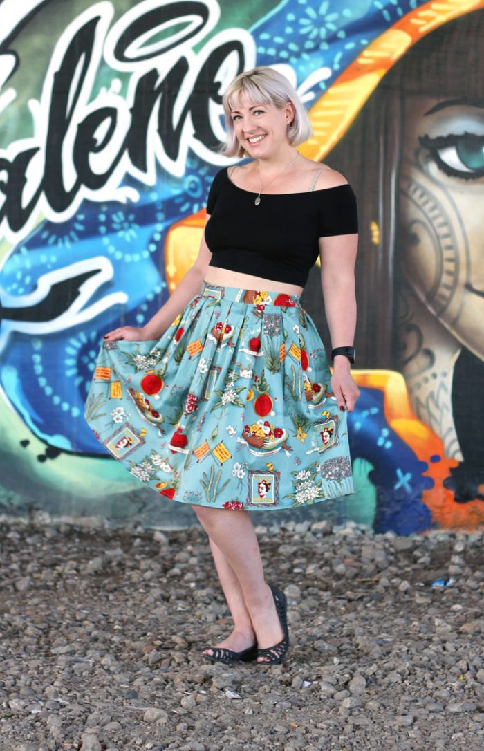 Pale Blue Summer Midi Skirt with Bardot Crop Top