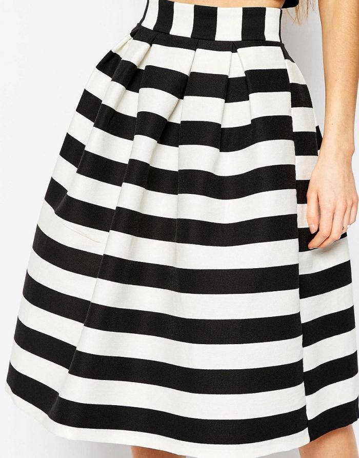 Stripe Midi Prom Skirt