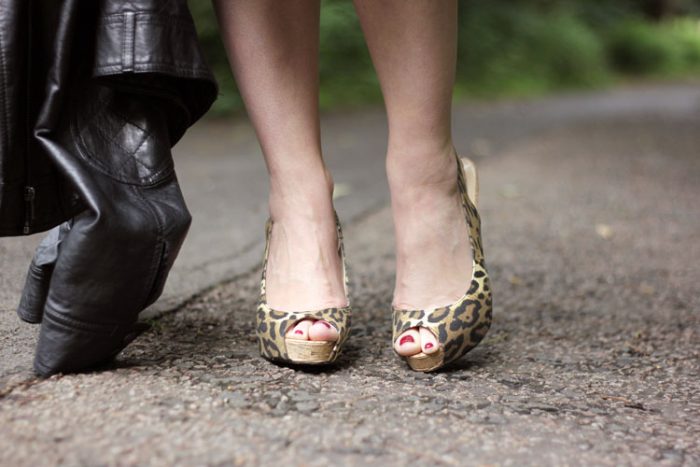 leopard print peep toe shoes