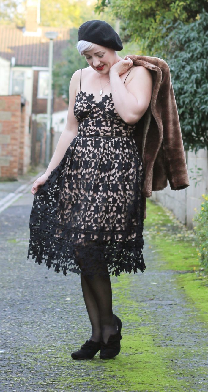 lace-dress-and-beret