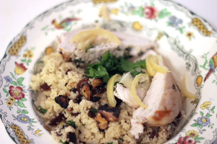 Recipe Preserved Lemon & Coriander Chicken with Fruit & Nut Cous Cous